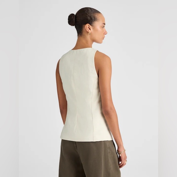 Madewell NWT Crewneck Cutaway Vest in Drapey Twill Size 0 in Vintage Ivory - Picture 5 of 12